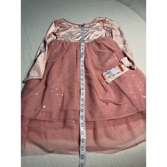 Cat & Jack Girls Pink Velvet Star Tulle Layered Dress Size S 6 6X NWT - Picture 4 of 8